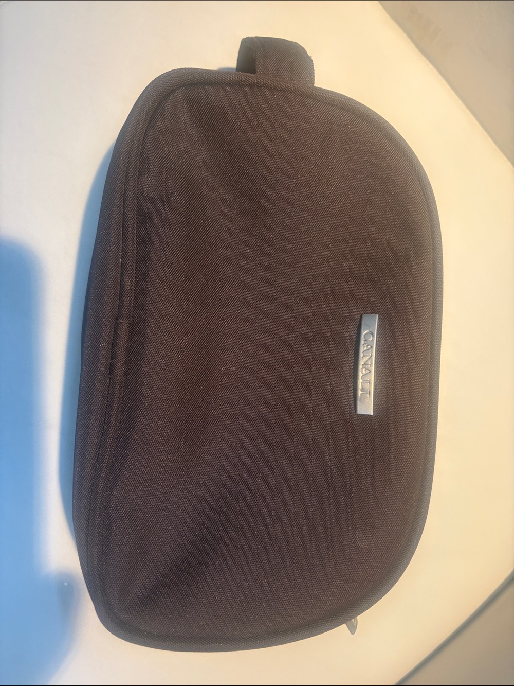 Canali Brown Zip Travel Case with Silver Logo